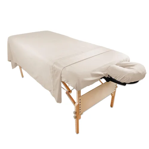 Body Linen - Juego de sábanas de poliéster y algodón para mesa de masaje. Juego de 3 piezas que incluye sábanas planas y planas y una funda para