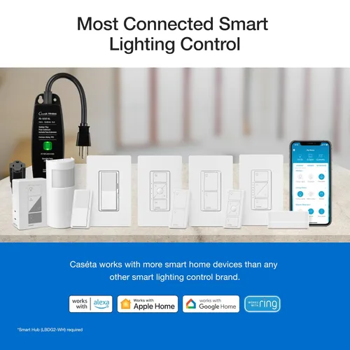 Miniatura 6 de Lutron Paddle Pico - Control remoto para atenuadores/interruptores inteligentes Caseta, control de encendido/apagado, para uso en mesa o montaje