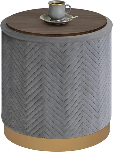 Miniatura 13 de B FSOBEIIALEO Otomana con estraje, otomana redonda de terciopelo con base chapada en oro, taburete reposapiés para dormitorio, sala de estar, negro