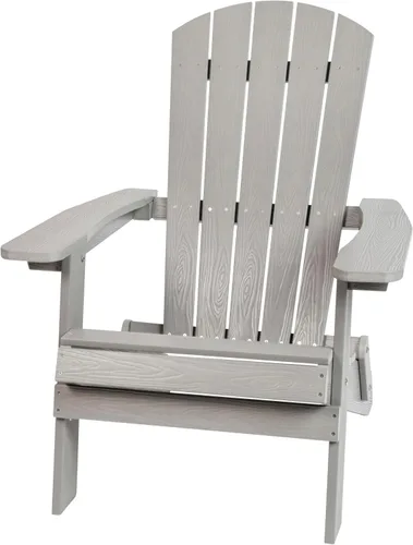 Miniatura 25 de Flash Furniture Charlestown – Silla plegable Adirondack de poliresina para interiores o exteriores, resistente a la intemperie, color negro