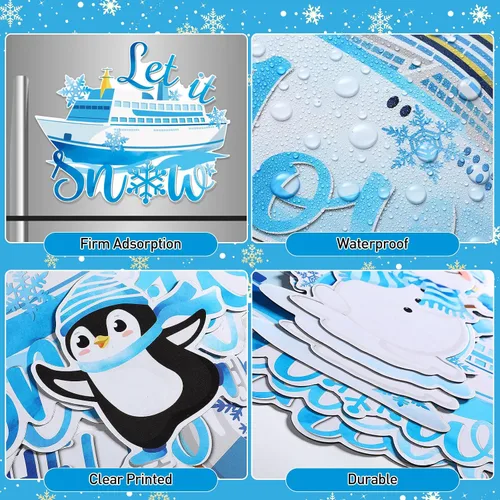 Miniatura 3 de Capoda 16 Piezas Imanes de Puerta de Crucero Navideño Imanes de Feliz Navidad Decoraciones Vacaciones de Invierno Calcomanías Magnéticas