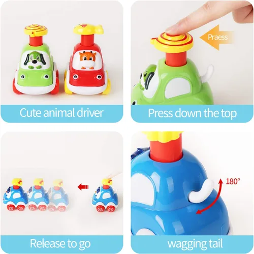 Miniatura 7 de ALASOU 4 piezas de juguetes de coches de animales para niños de 1 a 2 años Juguetes para bebés de 12 a 18 meses Regalos de Navidad y cumpleaños