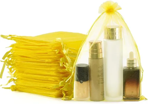 Miniatura 18 de Meowoo 100 bolsas de organza, bolsas de malla pequeñas de 3 x 4 pulgadas con cordón, bolsas de regalo de malla con cordón para joyas, dulces
