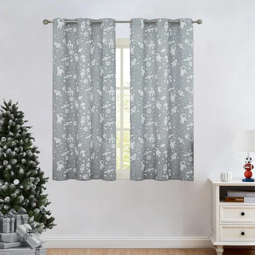 Miniatura 8 de Central Park Cortinas grises de microfibra suave filtrante de luz para niños y niñas, cuarto de bebé, dormitorio, temática de planeta espacial