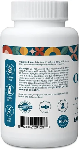 Miniatura 2 de Pattern Wellness Omega 3 cápsulas blandas – Fórmula de aceite de pescado puro – Ayuda a mantener la salud del cerebro, corazón y articulaciones