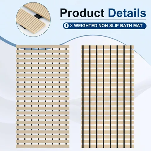 Miniatura 3 de AceOrbit Tapete con peso antideslizante para bañera, tapete de baño texturizado de elastómero termoplástico (TPE) para superficies texturizadas