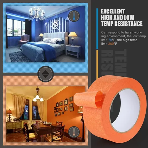 Miniatura 4 de Lichamp Cinta adhesiva ancha para pintores naranja de 2 pulgadas, 1 cinta adhesiva mediana naranja, 1.95 pulgadas x 55 yardas