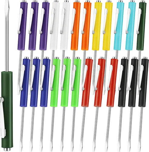 Miniatura 14 de Honoson 10 Piezas de Destornillador de Bolsillo Mini con Puntas y Clips de Bolsillo Magnéticos, Ranurados, Pequeños con Hoja de Cuchilla Única