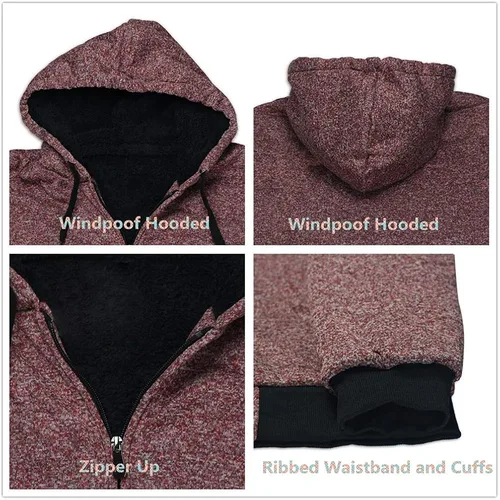 Miniatura 5 de Facitisu - Sudaderas de vellón pesado con capucha para hombre, con cremallera de invierno, talla grande