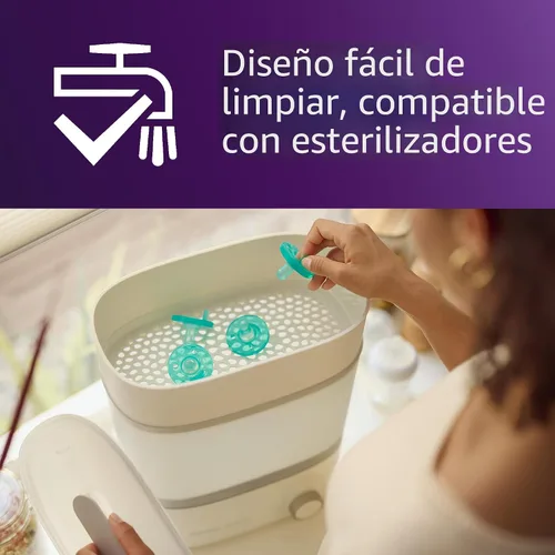 Miniatura 5 de Philips Avent Soothie Chupetes ortodónticos para bebés, 100% de silicona, de una pieza, sin BPA, para bebés de 0 a 3 meses, verde, paquete de 4