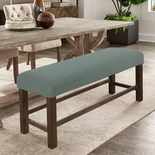 Miniatura 37 de Fundas de banco rectangulares, funda extraíble para silla de comedor, ajuste suave, universal, elásticas, antipolvo, lavable, protector de asiento
