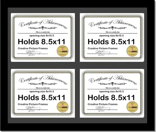 Miniatura 4 de Creative Picture Frames 79-16X20Bk-B - Marco de diploma horizontal negro de 7 x 9 pulgadas con 4 aperturas de paspartú negro Capacidad para 4