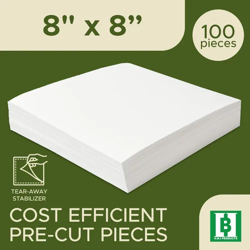 Miniatura 2 de Estabilizador de Respaldo para Bordado a Máquina Desprendible - Peso Medio de 1.8 Onzas 8"x8" Se Adapta a Bastidores 4x4, 100 Hojas Precortadas por