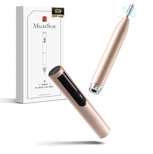 MelodySusie PocketNail Taladro de Uñas Modular Inalámbrico en Forma de Bolígrafo, PC100GR 20000RPM Lima Eléctrica Delgada Portátil Recargable para