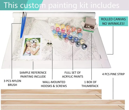 Miniatura 3 de VATO Foto para Pintura por Números DIY Personalizada para Adultos, Tu Propia Imagen Privada Personalizada PBN, con Marco (40,6 cm x 50,8 cm)