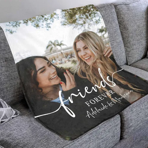 Miniatura 5 de YESCUSTOM Manta personalizada de Friends Forever con collage de fotos y texto, manta personalizada para mejores amigos, mejores amigos, cumpleaños