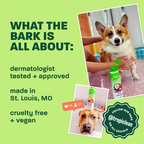 Miniatura 5 de TropiClean Champú y acondicionador 2 en 1 para perros, aroma a papaya de larga duración, desenredante hidratante para perros, seguro para cachorros