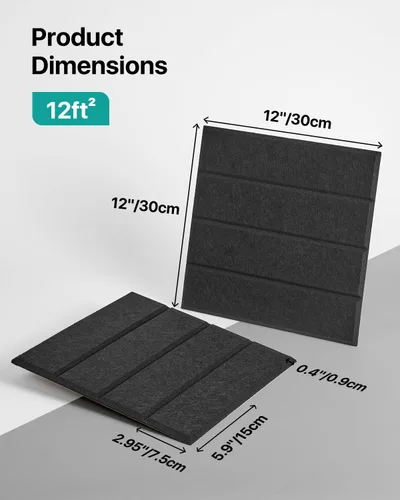 Miniatura 6 de Paquete de 12 paneles de espuma con aislamiento de sonido para paredes, paneles acústicos autoadhesivos absorbentes de sonido, paneles de pared