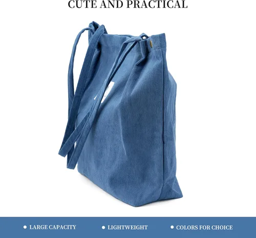 Miniatura 2 de Linda bolsa de pana para mujer, bolsas de hombro de lona para viajes y compras