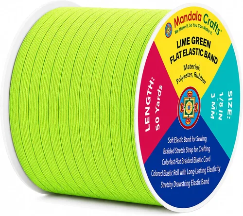 Miniatura 220 de Mandala Crafts - Rollo de cordón elástico plano para costura y manualidades Blanco
