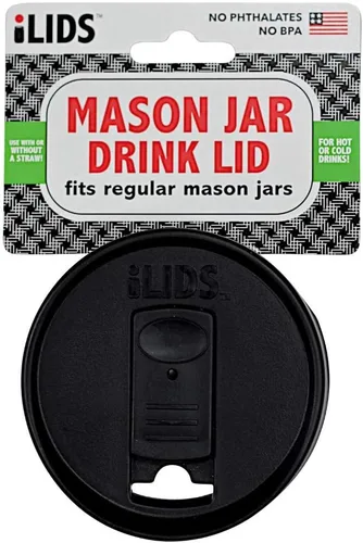 Miniatura 6 de Mason Jar - Tapa para bebida, boca regular, fabricada en Estados Unidos, color negro, paquete de 2