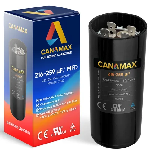Miniatura 18 de 108-130 uf 108/130 MFD 110-125 VCA Voltios CD60 Condensador de arranque de motor redondo 50/60 Hz AC Eléctrico - Compatible con condensadores