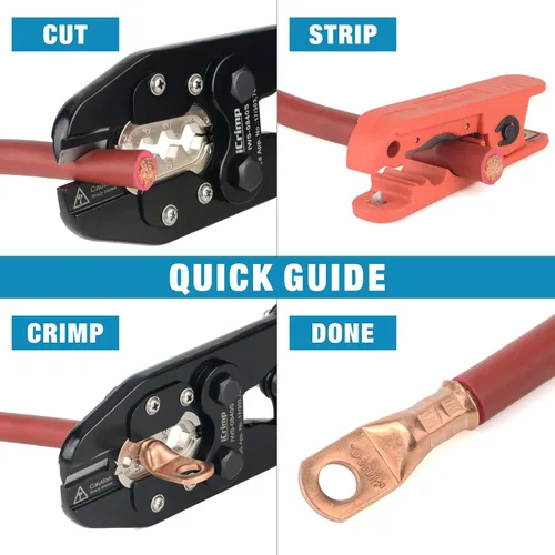 Miniatura 7 de iCrimp Kit de Herramientas de Engaste de Terminales de Cable de Batería para Terminales de Anillo de Cobre AWG 8, 6, 4, 2, 1, 1/0, 2/0, 3/0, 4/0