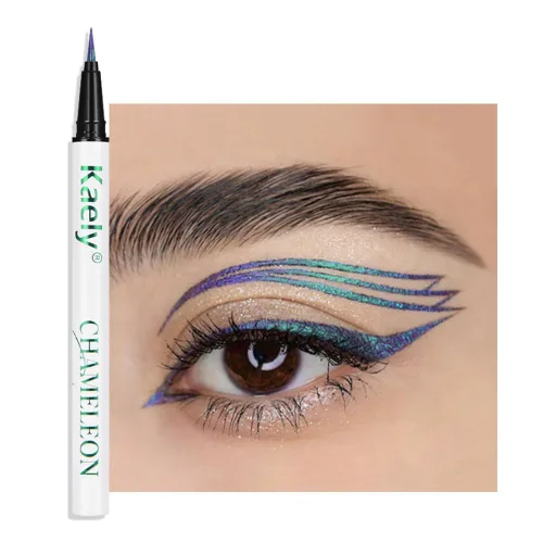 Miniatura 25 de evpct Delineador de ojos líquido cromático dúo, con purpurina de bronceador rosa, destello metálico brillante, sombra de ojos en lápiz, cambio