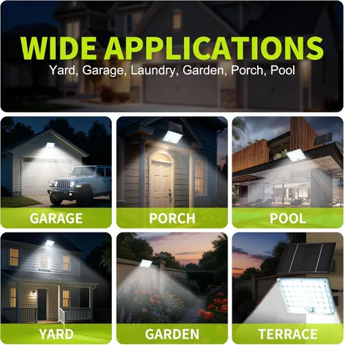 Miniatura 7 de Pack de 2 luces solares con 184 LED para exteriores, con sensor de movimiento, luces solares de pared impermeables al aire libre con 3 modos
