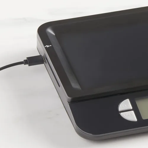 Miniatura 8 de Taylor Báscula digital recargable por USB para cocina y alimentos, capacidad de 11 libras con bandeja apta para lavavajillas, cable incluido Negro