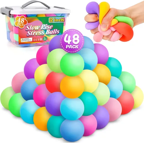 Miniatura 13 de Paquete de 8 pelotas antiestrés de aumento lento, bolas antiestrés para niños y adultos, juguetes elásticos para aliviar la ansiedad, terapia