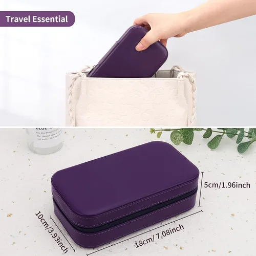 Miniatura 6 de DesignSter Joyero de viaje, estuche portátil de piel sintética, pequeñas cajas de joyería para regalos, organizador de joyas de viaje para mujeres