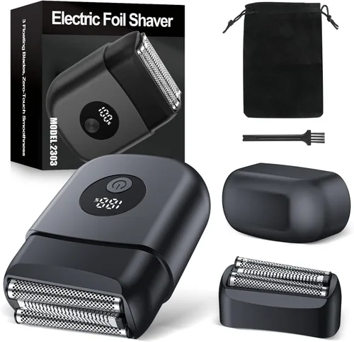 Afeitadoras eléctricas para hombres: afeitadoras para hombres, 3 cuchillas flotantes, 1 cabezal de afeitado adicional, doble flexibilidad de