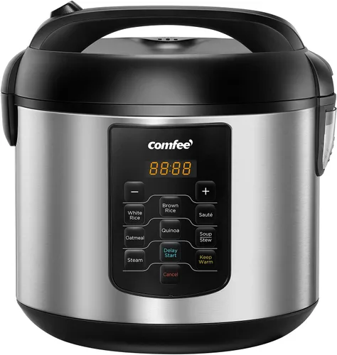 Miniatura 8 de COMFEE - Arrocera 6 en 1 de acero inoxidable, cocina lenta, vaporizador, salteado y calentador, 2 cuartos de galón, 8 tazas cocidas