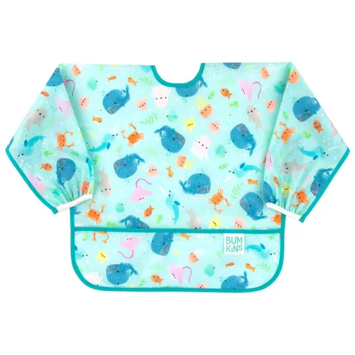 Miniatura 22 de Bumkins Babero con mangas para bebé, babero para niños pequeños, smock, tela impermeable, se adapta a edades de 6 a 24 meses, acuarela Acuarela E6