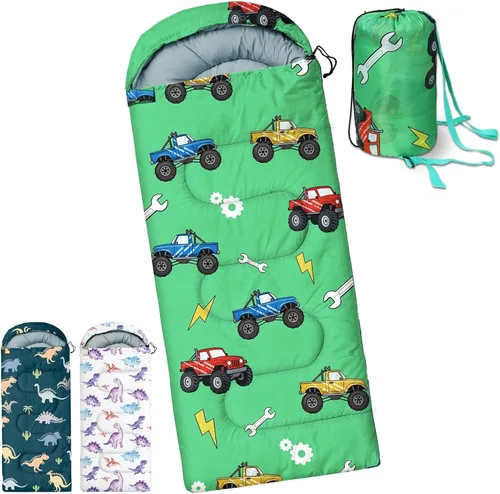 Miniatura 8 de Sacos de dormir para niños - Sacos de dormir para acampar con bolsa de transporte - Saco de dormir compacto para senderismo, mochilero para 3