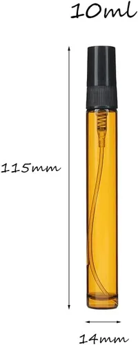 Miniatura 2 de Paquete de 25 recipientes de vidrio con atomizador para botellas, botella marrón, pulverizador negro, tapa negra, muestra de perfume, atomizador