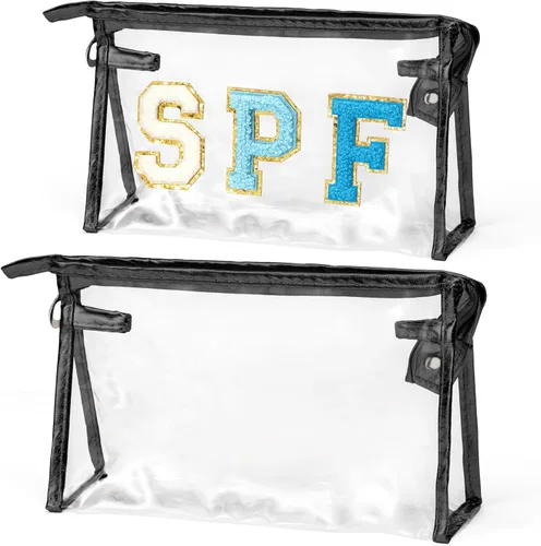 Miniatura 19 de Preppy Patch - Bolsa de cosméticos transparente para verano, bolsa de aseo universitaria, bolsa de maquillaje, bolsa de viaje, playa, para mujeres
