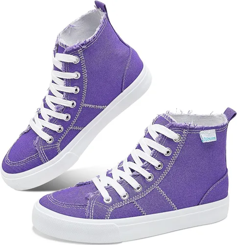 Miniatura 54 de Obtaom Zapatos de lona de alta calidad para mujer/hombre para jugar a media pantorrilla, zapatillas de deporte de moda casuales con cordones de alta