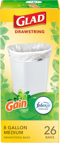 Miniatura 16 de Bolsas de basura Glad medianas, 8 galones, bolsas de basura Gain Original con Febreze, con control de olor y cordón de ajuste, 80