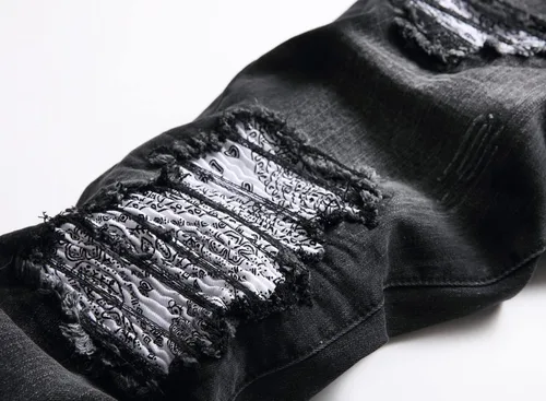 Miniatura 5 de OIIIO Jeans elásticos rasgados de ajuste regular para hombre