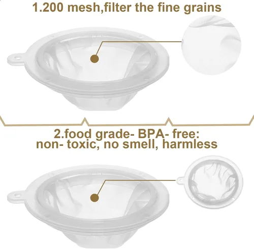 Miniatura 3 de 4 filtros de malla de 200 filtros de alimentos de 5 pulgadas, tamiz de nailon, filtro de malla fina de plástico reutilizable para filtrar yogur