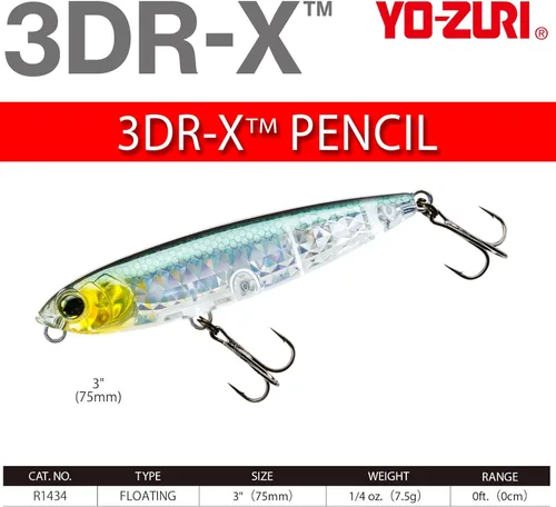 Miniatura 4 de Yo-Zuri 3DR-X Prism Chartreuse Silver Topwater Walker 75mm - 3 Inch