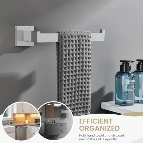 Miniatura 3 de Suyar Toallero de baño, barra de toalla de mano de acero inoxidable SUS 304 para pared, níquel cepillado