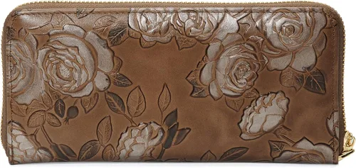 Miniatura 2 de ArtsEye Cartera larga con cremallera alrededor de cuero genuino en relieve rosa, Gris