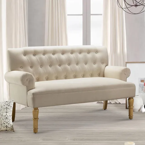 Miniatura 8 de Rosevera Drennan Loveseat - Sofá para sala de estar, lino, color ceniza