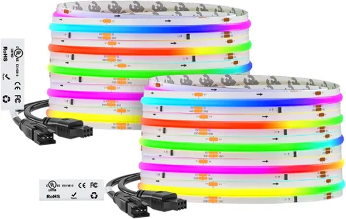 Miniatura 12 de BTF-LIGHTING FCOB WS2811 IC RGB COB - Tira de luces LED COB de 16.4 pies DC12V 630LED/m Flexible de Alta Densidad Uniforme Luz de Color Perseguidor