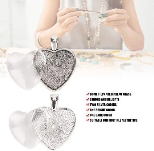 Miniatura 3 de Colgante en forma de corazón, 60 bandejas colgantes en forma de corazón, ajuste de base con cristal