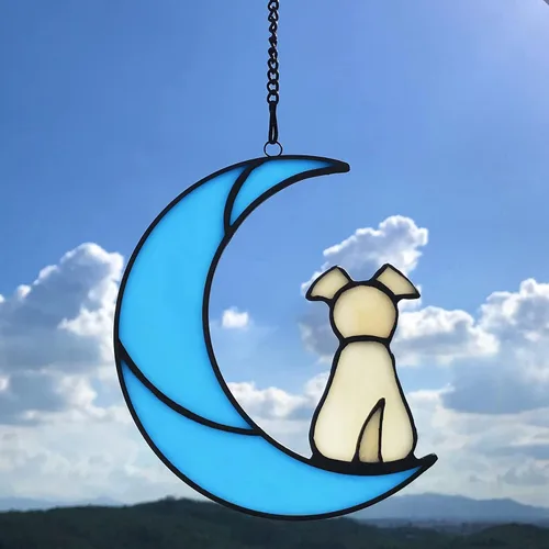 Miniatura 8 de Puente de arco iris de vidrieras para perros blancos, regalos conmemorativos para la pérdida de simpatía del perro, atrapasoles, regalos pensativos