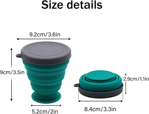 Miniatura 2 de Taza de silicona plegable – 6 piezas de silicona plegable con tapa, juego de vasos expandibles, taza reutilizable, adecuado para acampar y senderismo